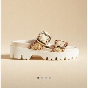 MARIA LUCA STRAP Buckle Iris LEATHER Platform SANDALS Beige EU 38  7.5 US